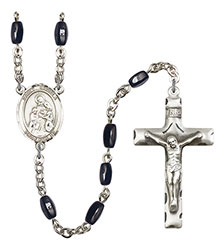 St. Angela Merici 8x5mm Black Onyx Rosary R6005S-8284