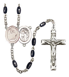 St. Sebastian/Gymnastics 8x5mm Black Onyx Rosary R6005S-8613