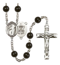 St. Brendan the Navigator/Navy 7mm Black Onyx Rosary R6007S-8018S6