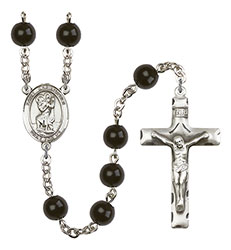 St. Christopher 7mm Black Onyx Rosary R6007S-8022