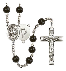 St. George/Paratrooper 7mm Black Onyx Rosary R6007S-8040S7