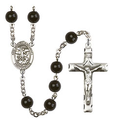 San Miguel Arcangel 7mm Black Onyx Rosary R6007S-8076SP