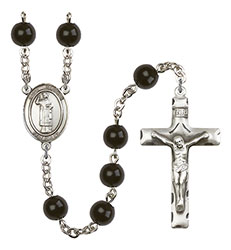 St. Stephen the Martyr 7mm Black Onyx Rosary R6007S-8104