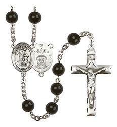 Guardian Angel/Air Force 7mm Black Onyx Rosary R6007S-8118S1