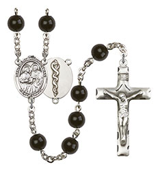 Sts. Cosmas &amp; Damian/Doctors 7mm Black Onyx Rosary R6007S-8132S8