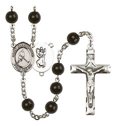 St. Christopher/Ice Hockey 7mm Black Onyx Rosary R6007S-8155