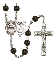 St. Sebastian/Swimming 7mm Black Onyx Rosary R6007S-8167