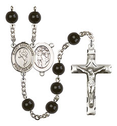 St. Sebastian/Martial Arts 7mm Black Onyx Rosary R6007S-8168