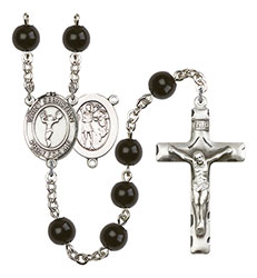 St. Sebastian/Cheerleading 7mm Black Onyx Rosary R6007S-8170