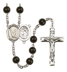 St. Sebastian/Gymnastics 7mm Black Onyx Rosary R6007S-8172