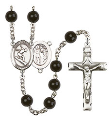 St. Sebastian/Surfing 7mm Black Onyx Rosary R6007S-8175