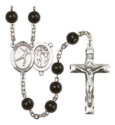 St. Sebastian/Figure Skating 7mm Black Onyx Rosary R6007S-8177