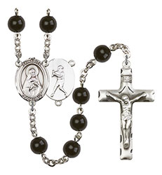 St. Rita/Baseball 7mm Black Onyx Rosary R6007S-8181