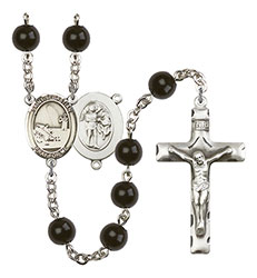 St. Sebastian/Fishing 7mm Black Onyx Rosary R6007S-8188