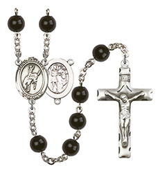 St. Sebastian/Rodeo 7mm Black Onyx Rosary R6007S-8191