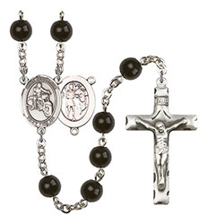 St. Sebastian/Motorcycle 7mm Black Onyx Rosary R6007S-8197