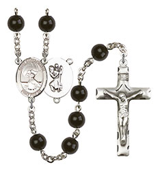 St. Christopher/Water Polo-Women 7mm Black Onyx Rosary R6007S-8199