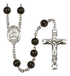 St. John Vianney 7mm Black Onyx Rosary R6007S-8282