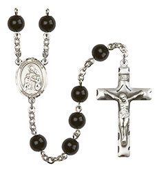 St. Angela Merici 7mm Black Onyx Rosary R6007S-8284