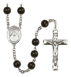 St. Alphonsa of India 7mm Black Onyx Rosary R6007S-8406
