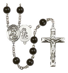 Guardian Angel/Swimming 7mm Black Onyx Rosary R6007S-8711