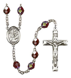 St. Anthony of Padua 7mm Garnet Aurora Borealis Rosary R6008GTS-8004