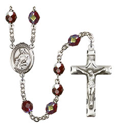 St. Agnes of Rome 7mm Garnet Aurora Borealis Rosary R6008GTS-8128