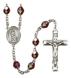 St. Anne 7mm Garnet Aurora Borealis Rosary R6008GTS-8374