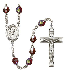 St. Aidan of Lindesfarne 7mm Garnet Aurora Borealis Rosary R6008GTS-8381