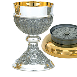 Chalice &amp; Paten Twelve Apostles Silver Plate A-4133S