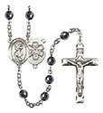 St. Christopher/EMT 6mm Hematite Rosary R6002S-8022S10