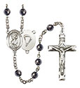 St. Christopher/Paratrooper 6mm Hematite Rosary R6002S-8022S7