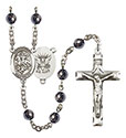 St. George/Navy 6mm Hematite Rosary R6002S-8040S6