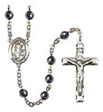 St. Hubert of Liege 6mm Hematite Rosary R6002S-8045