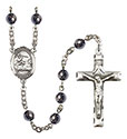 St. Joshua 6mm Hematite Rosary R6002S-8059