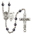 St. Michael/Nat&#39;l Guard 6mm Hematite Rosary R6002S-8076S5