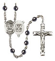 St. Michael/Navy 6mm Hematite Rosary R6002S-8076S6