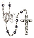 St. Christopher/Lacrosse 6mm Hematite Rosary R6002S-8144