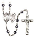 St. Sebastian/Golf 6mm Hematite Rosary R6002S-8162