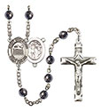 St. Sebastian/Swimming 6mm Hematite Rosary R6002S-8167