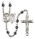 St. Sebastian/Surfing 6mm Hematite Rosary R6002S-8175