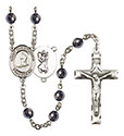 St. Christopher/Skiing 6mm Hematite Rosary R6002S-8193