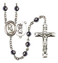 St. Christopher/Rugby 6mm Hematite Rosary R6002S-8194