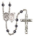 St. Sebastian/Motorcycle 6mm Hematite Rosary R6002S-8197