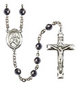 St. Viator of Bergamo 6mm Hematite Rosary R6002S-8408