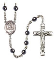 St. Fabian 6mm Hematite Rosary R6002S-8427