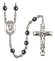 St. Pius X 6mm Hematite Rosary R6002S-8452