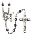 St. Christopher/Football 6mm Hematite Rosary R6002S-8501