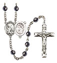 St. Sebastian/Football 6mm Hematite Rosary R6002S-8601