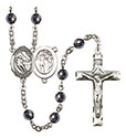 St. Sebastian/Hockey 6mm Hematite Rosary R6002S-8604